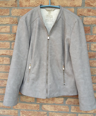 BONITA Damen Jacke Gr. 44 - 46 Hellgrau IMITATE LEATHER Leicht Chick Super