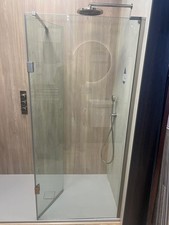 Matki Ex Display Glass 950 Wetroom with 440 Deflector Panel in Brushed Nickel RH