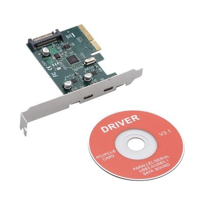 PCI-E 4x Express to USB 3.1 USB-C Type C Dual Port Add on Riser Expansion Card
