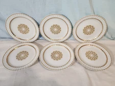 Bernarduad, Limoges Valenciennes, Star Pattern Dessert Plates, Set of 6 NICE!
