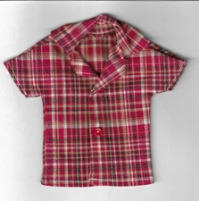 Homemade Doll Clothes-Reds Plaid Shirt that fits Ken Doll B5