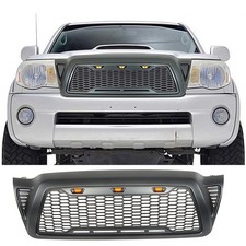 Black Front Grille Fit For 2005-2011 Tacoma Upper Bumper Grille Wled Light