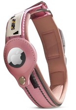 Durable Dog Collar with Air Tag Holder Pink Reflective Neoprene Dog Collar wi...