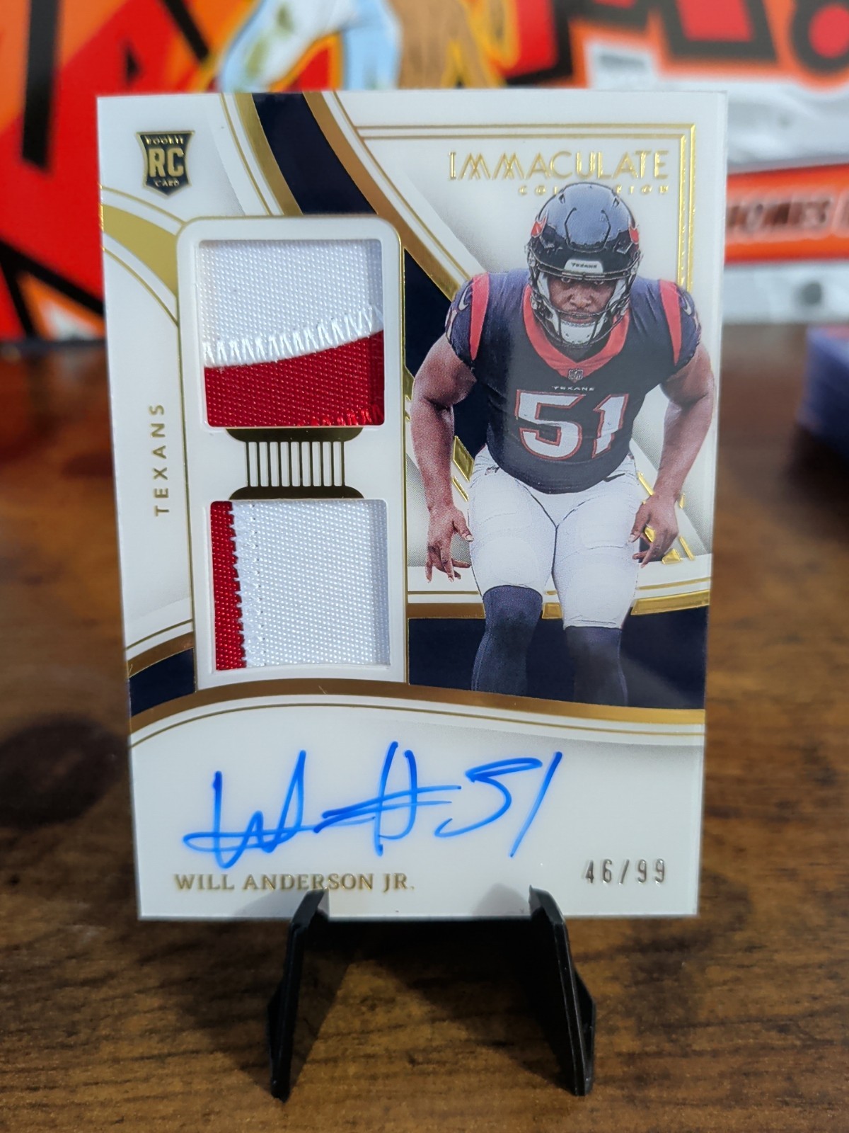 Will Anderson Panini Immaculate Collection Immaculate Signature Patches Rookie #SPWAJ Base