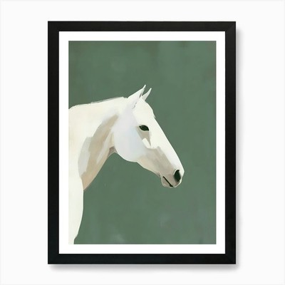 Weißes Pferd Kunstdruck gerahmt Wandbild Poster Leinwanddruck Bild