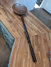Old Vintage PRIMITIVE ANTIQUE 41" LONG  COPPER BED WARMER TURNED WOODEN HANDLE