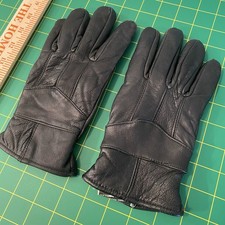 Thinsulate Vintage Black Leather Insulated Winter Gloves Size L