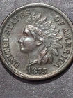1875 Indian Head Cent Penny, Choice AU