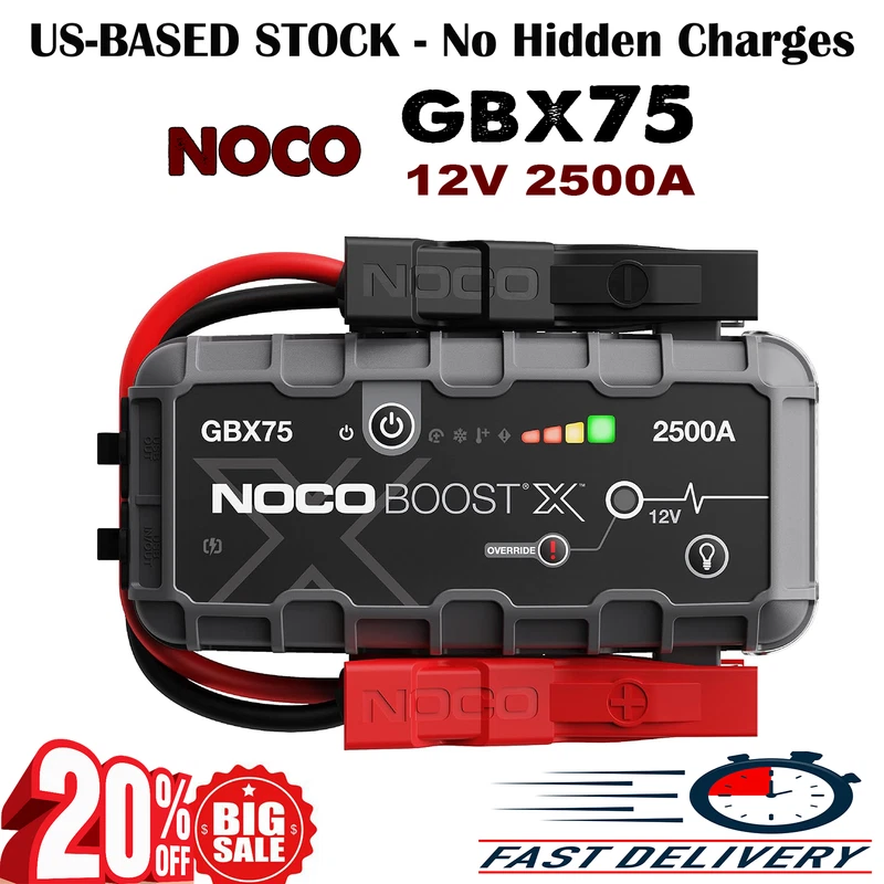 NOCO Boost GBX75 2500A UltraSafe 12V Lithium Jump Starter Battery Booster Pack