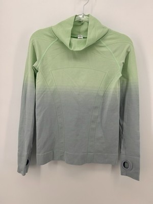 Ivivva by Lululemon Girls Green Ombré Fly Tech Long Sleeve Shirt Size 12 Cowl