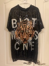 Black & Silver  Sequin Dress With Tiger Design!