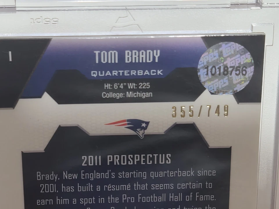2011 e-topps topps #1 Tom Brady etopps #355/749 chrome refractor RARE SP - Image 3 of 4