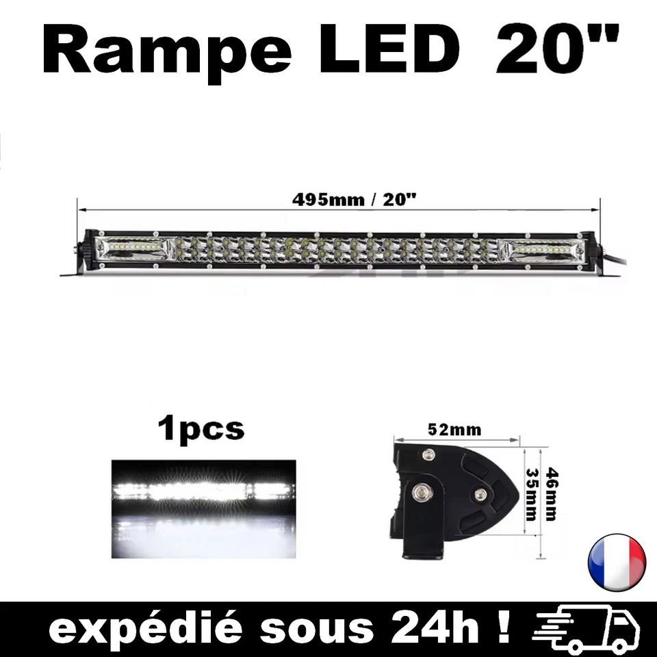 Barre LED Rampe 20" 180W Light SUV 4x4 Offroad Phare De Travail Feux Lumineuse - Photo 1/4