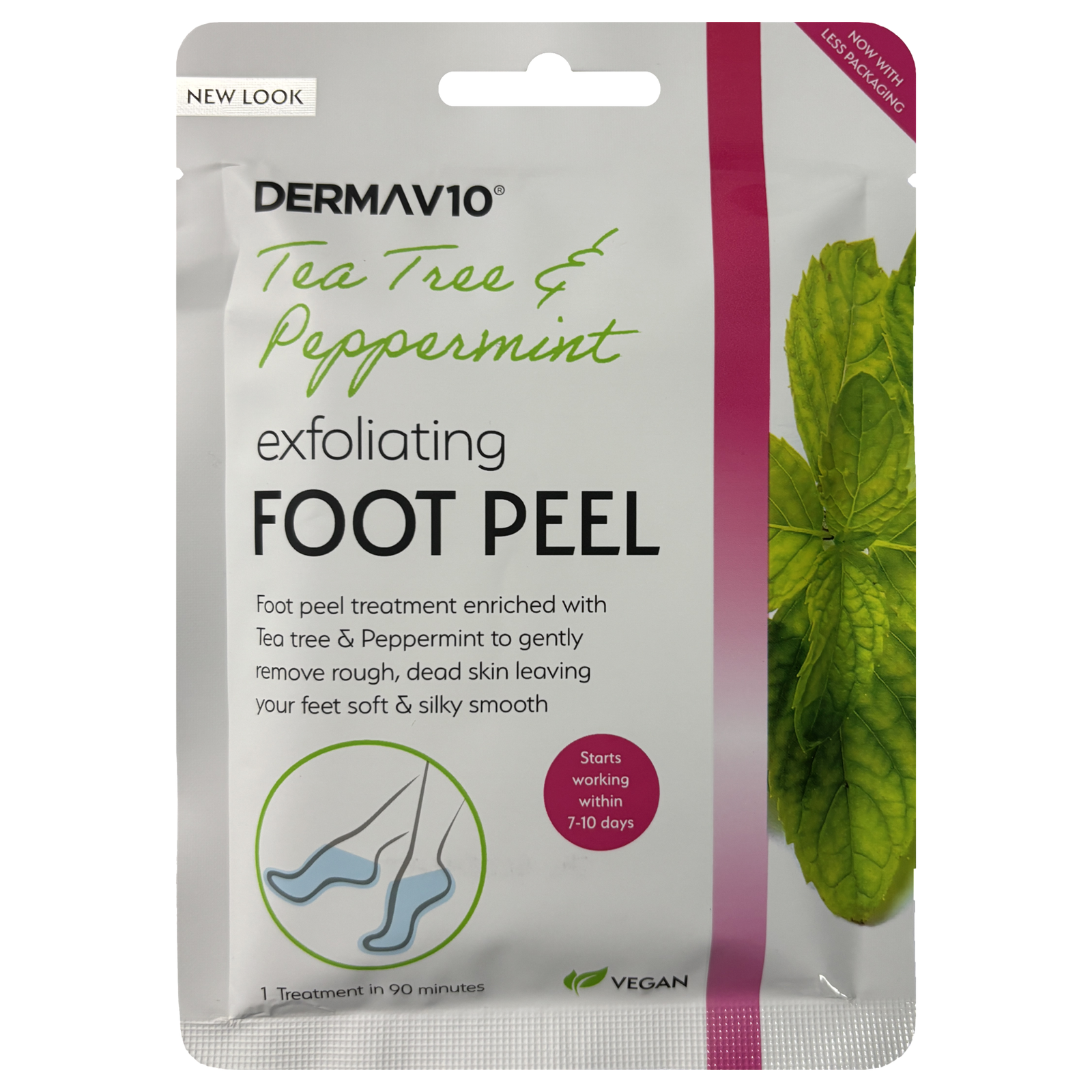 Derma V10 Exfoliating Foot Peel Mask Tea Tree & Peppermint Removes Dead Skin X 6
