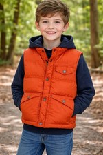 Lands End Kid  s Large Vest Down Puffer Vest Burnt Orange SPOT-See Photos