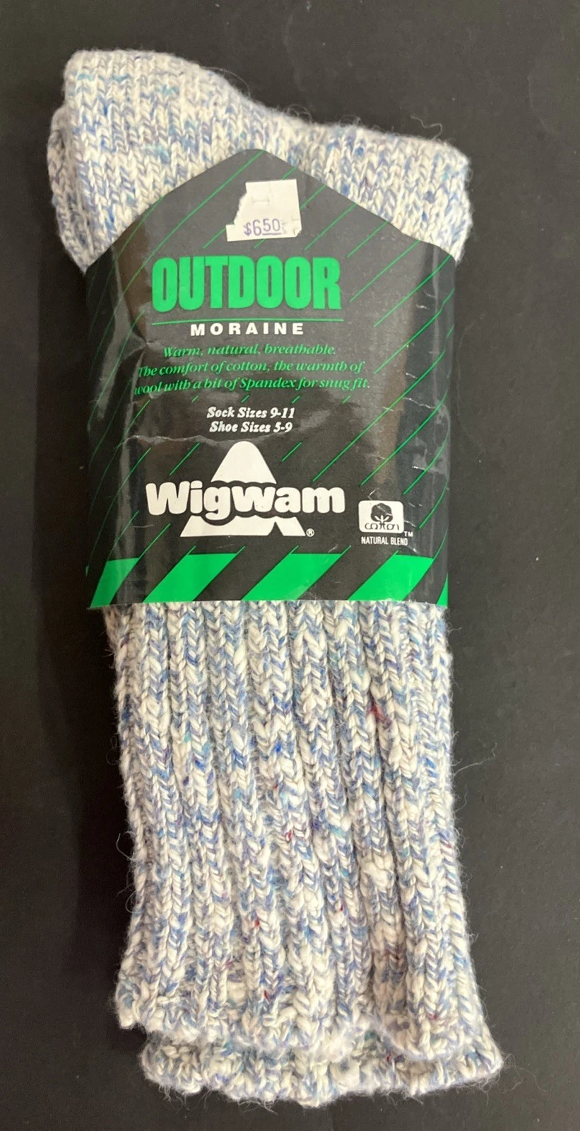 Vintage WigWam Outdoor Moraine Socks Cotton Wool Blend USA Size 9-11 Blue Knit
Opens in a new window