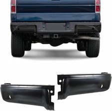 Black Rear Bumper Ends For 09-14 Ford F150 With Sensor Holes Pair Fo1102373