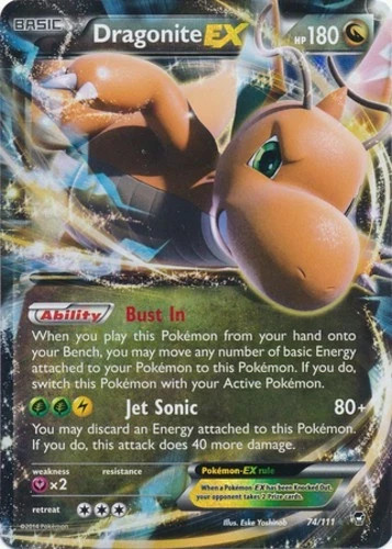 Dragonite EX 74/111 XY Furious Fists Holo Light Play LP Pokemon DNA GAMES