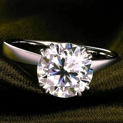 2Ct Round Lab Created Diamond Solitaire Engagement Ring 14KYellow Gold Plated