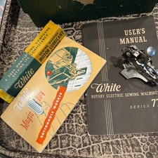 Vintage weiß Drehknopfloch Aufsätze Set Greist Vorlagen Box Lot