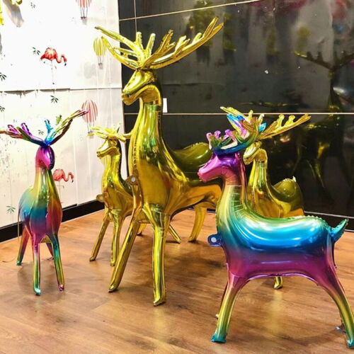 Christmas Deer Balloon Multicolor Standing Animal Balloon Kids Inflatable To ❤DB - Picture 1 of 15