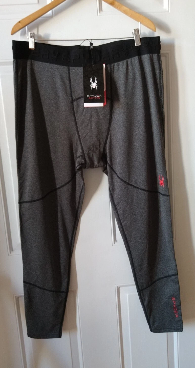 SPYDER MENS ACTIVE CHARCOAL SPM702 BASE LAYER LEGGING PANTS, SIZE XXL