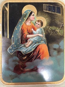EAS-Gel-Merry-Christmas-Postcard-Mother-Mary-Jesus-Nativity-Embossed