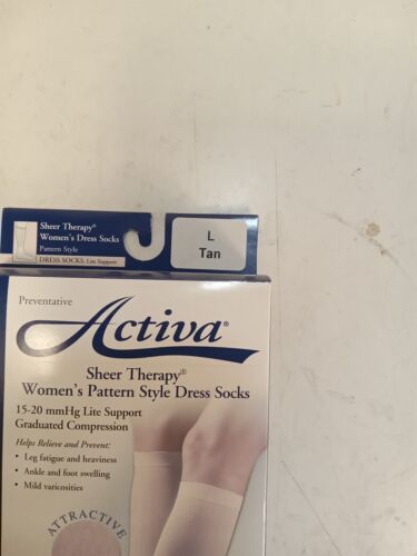 Activa Sheer Therapy Women's Pattern Style Dress Socks, Tan, 15-20 MMHG - Picture 8 of 21