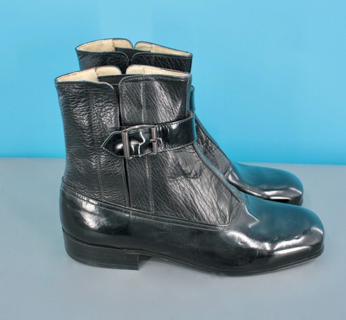 Men's VTG NOS 60s Black Ankle Boots Sz 7.5 D 1960s Connolly Beatle - Picture 5 of 12
