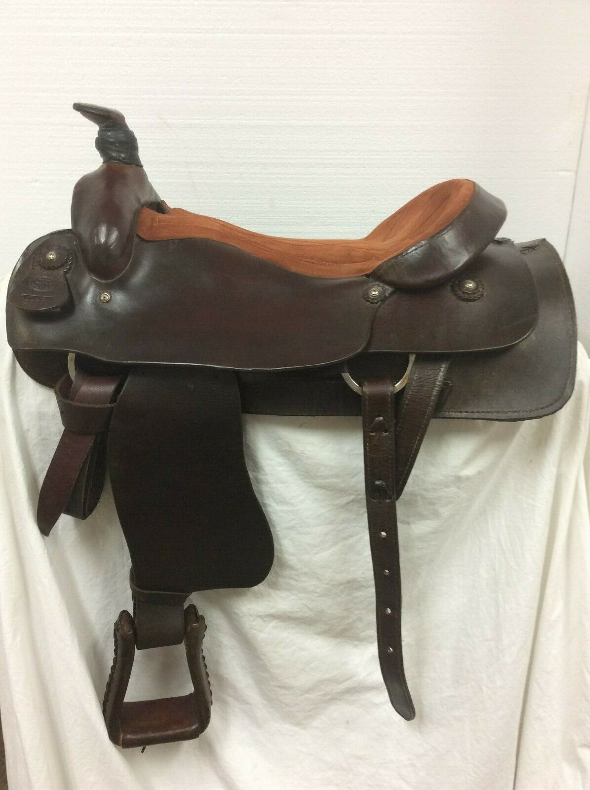 azul Ridge 19 Usado Western Roper silla regular Barra De Caballo Cuarto azul Ridge 19 Usado Western Roper silla regular Barra De Caballo Cuarto