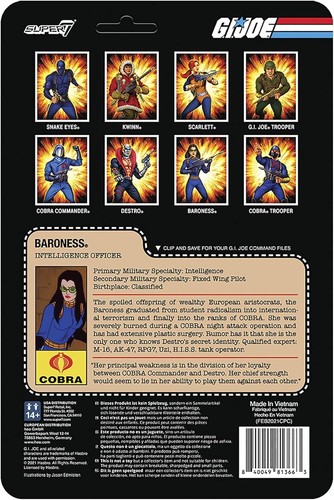 G.I. Joe Super7 ReAction Figure GI Joe Baroness Intelligence Officer Minty Card - Picture 3 of 3