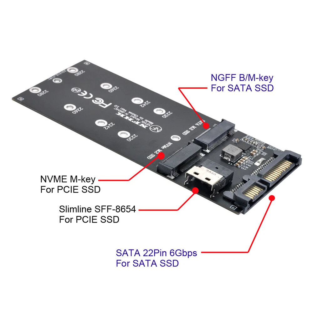 NFHK PCI-E SFF-8654 to U.2 Kit NGFF M-Key to Slimline NVME SSD SATA Adapter | eBay