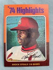 1975 Topps Baseball #2 Lou Brock Highlights (Steals 118 Bases)