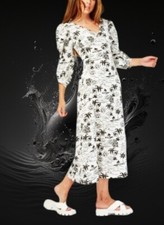Women Summer Midi Casual Dress Ladies Long HolidayBeach Maxi V Neck Size 10-12