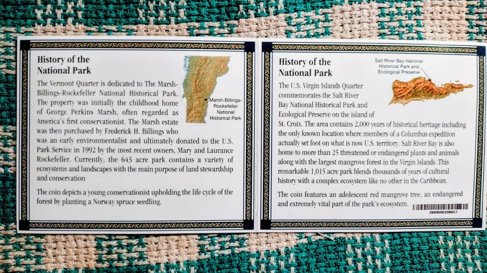 LOT OF #2 STATEHOOD QUARTERS U.S.VIRGIN ISLANDS & VERMONT NATIONAL PARKS - Image 2 of 4