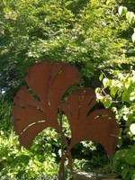 Edelrost Gartenstecker 2GinkgobläTter Rankstab Gartenstab Metall Rost Gartendeko