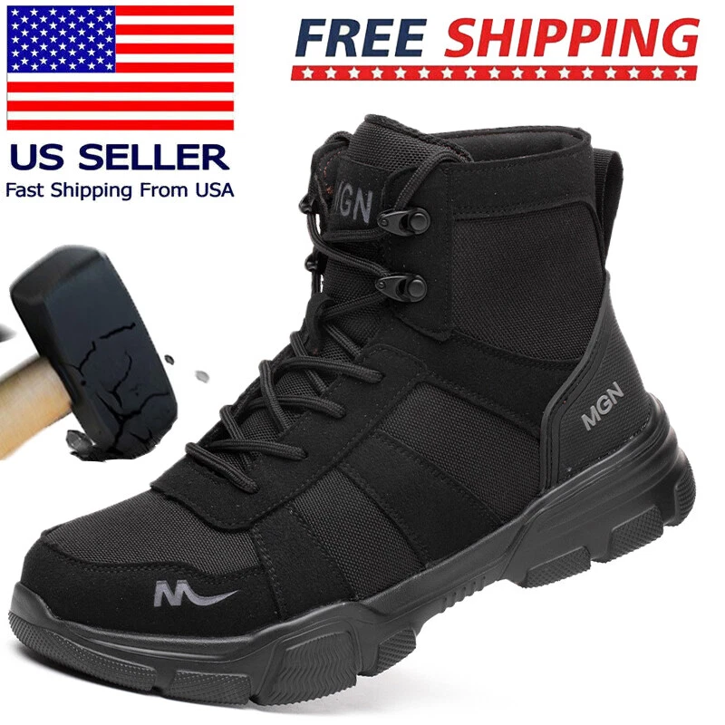Mens Hiking Boots Steel Toe Work Boots Indestructible Safety Shoes Waterproof