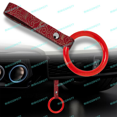 Car Accs JDM Round TSURIKAWA Red Crystal Ring Red Clouds Nylon Subway Grip Strap
