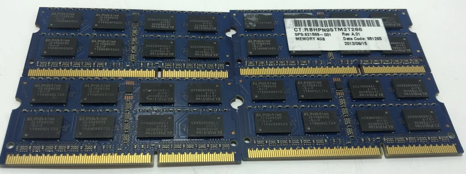 4x Elpida 4GB PC3 Laptop Ram EBJ141UF8BCS0-DJ-F - Image 2 of 2