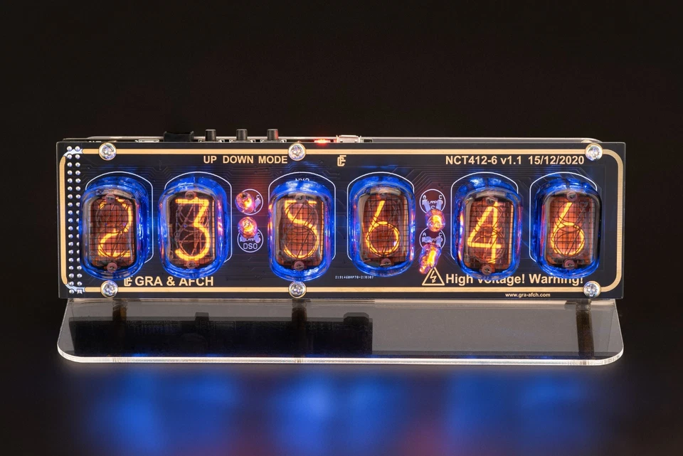 IN-12 Nixie Tubes Clock on Acrylic Stand with Sockets 12/24 UPS FREE Shipping - Image 4 of 4