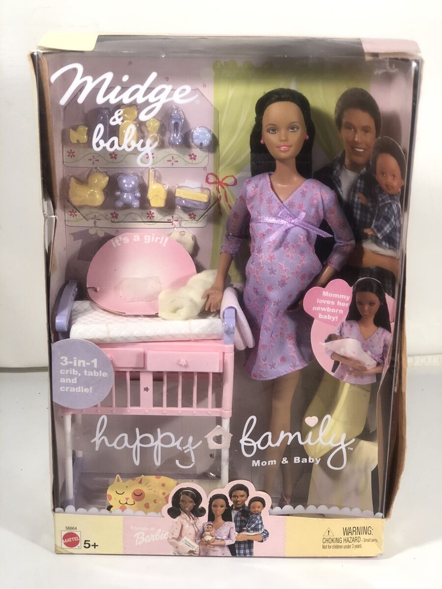 Barbie Midge Baby Happy Family Boneca grávida afro-americana 2002