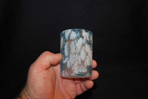 BEAUTIFUL VICTORIAN GREEN OPALESCENT SPATTER TUMBLER 1890'S - Picture 2 of 5