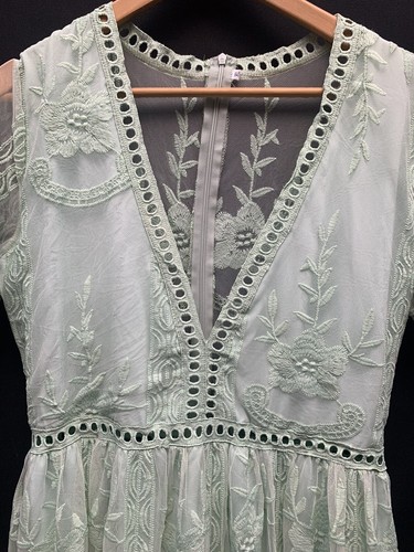 VNeck Floral Lace Wedding Guest Seafoam Short Sleeve Victorian Vibes Day/Nite XL - Picture 6 of 12