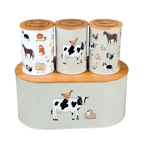 Kitchen Storage Set Tea Coffee Sugar Canister Jar Tins Bread Bin
