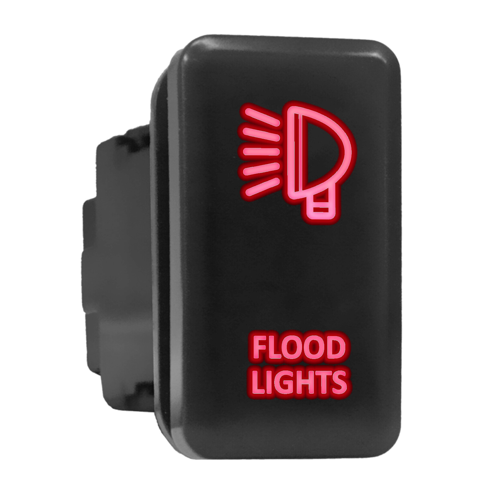 Red Backlit Flood Light Tall Push-In Switch 1.54x0.83in for Toyota