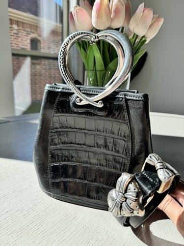Small Brighton Leather Croc Purse + Matching Belt (M) - Picture 4 of 12