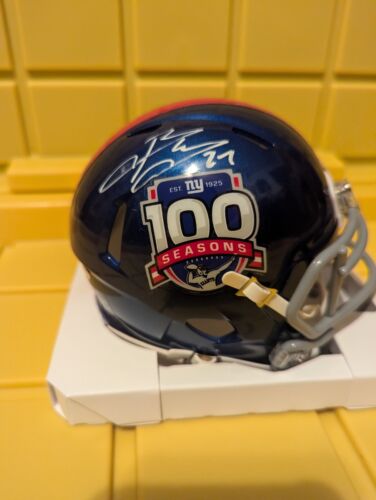 Brandon Jacobs Signed New York Giants 100th Anniversary Mini Helmet Auto