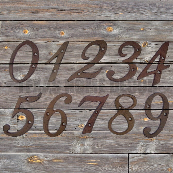 Rustic BROWN Cast Iron Metal House Numbers 4 Inch Rustic Cast Iron Pick #'s  0-9 - Image 3 of 3