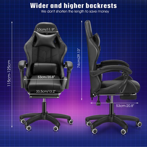 Büro Fußstütze Ergonomisch Computer Racing Stühle Relaxsessel RGBGaming Stuhl Drehbar - Bild 5 von 11