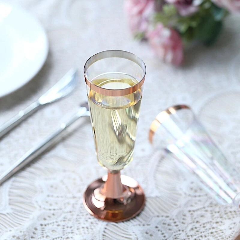 Rose gold 2024 champagne flutes plastic